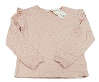 Světlerůžová lehká mikina se srdíčky a volánky H&M
