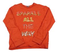 Červená mikina s nápisy z flitrů George