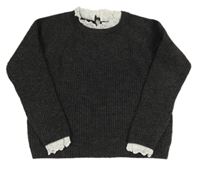 Antracitový svetr s límečkem Primark