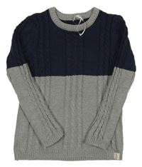 Tmavomodro-šedý vzorovaný svetr George