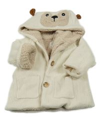 Smetanový zateplený propínací svetr s ovci a kapucí Zara