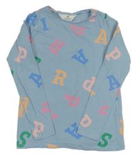 Světlemodré triko s barevnými písmeny H&M
