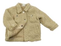 Béžová huňatá podšitá košilová bunda s kapsičkami Pep&Co