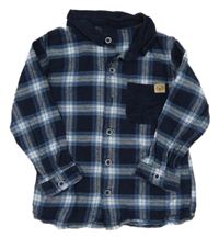 Tmavomodro-bílá kostkovaná košile s kapsičkou dunnes