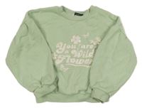 Světlezelená crop mikina s nápisem George