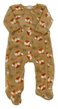 Hnědý chlupatý overal s liškami Ergee