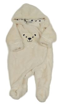 Smetanová kožešinová podšitá kombinéza s kapucí Dopodopo