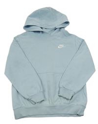 Světlemodrá mikina s logem a kapucí Nike