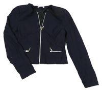 Tmavomodrá lehká crop bunda 