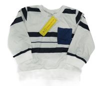 Nové - bílo-černá pruhovaná mikina s kapsou shein