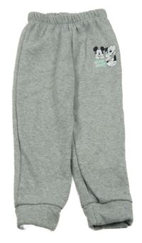 Šedé melírované tepláky s Mickeym 