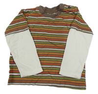 Hnědo-barevné pruhované triko s bílými rukávy George