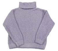 Lila melírovaný pletený svetr s rolákem Primark