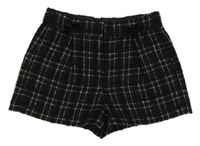Černo-smetanové kostkované úpletové kraťasy dunnes