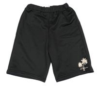 Černé sportovní teplákové kraťasy s palmami Shein