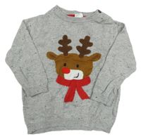 Šedý melírovaný lehký svetr se sobem H&M