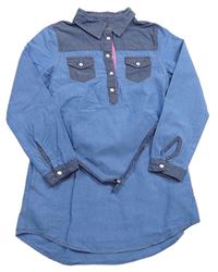Modro-tmavomodrá šatová tunika riflového vzhledu s páskem H&M