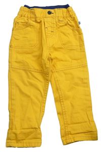 Hořčicové plátěné kalhoty s úpletovým pasem Ergee