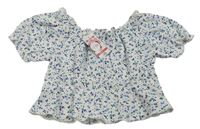 Bílo-modré květované crop tričko zn. Matalan