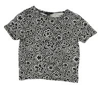 Černo-bílé květované vzorované crop tričko New Look