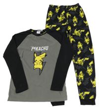 Černo-šedé fleecové pyžamo s Pikachuem Primark