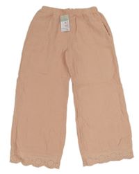Nové - Růžové mušelínové kalhoty Primark