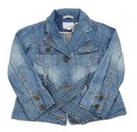 Modrý riflový kabátek s výšivkami a páskem Next