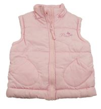 Růžová šusťáková zateplená vesta s nápisem Topolino