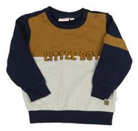 Tmavomodro-hnědo-bílá mikina s nápisem Liegelind