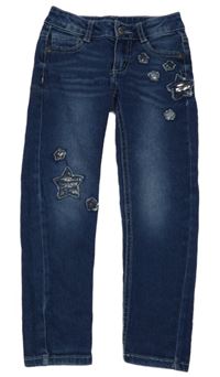 Tmavomodré teplákové skinny rifle s hvězdami z flitrů Wonder Nation