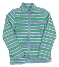 Světlemodro-bílo-zelená pruhovaná propínací fleecová mikina Tchibo