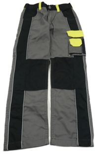 Šedo-černo-žluté oudoorové cargo kalhoty 
