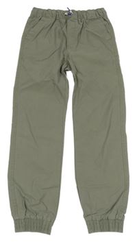 Šedé plátěné cuff kalhoty 