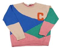 Světlerůžovo-modro-zelený svetr s písmenem H&M