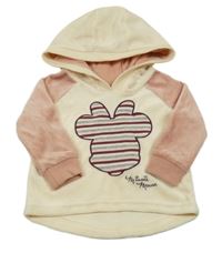 Smetanovo-růžová plyšová mikina s Minnie a kapucí Disney