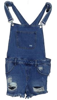 Dámské modré riflové laclové kraťasy s prošoupáním Denim 