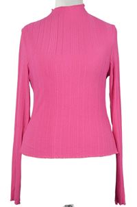 Dámské růžové žebrované crop triko H&M