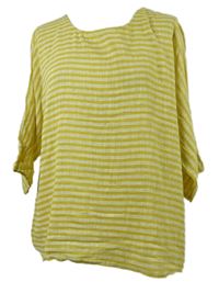 Dámská okrová pruhovaná lněná halenka 