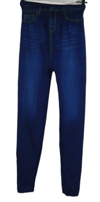 Dámské tmavomodré legíny riflového vzhledu 