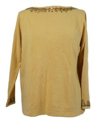 Dámský okrový svetr s korálky EWM 