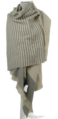 Nové - Dámský béžový pruhovaný pléd s třásněmi Zara 