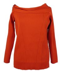 Nové - Dámský červený žebrovaný svetr s lodičkovým výstřihem Next 