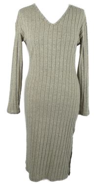 Dámské béžové žebrované úpletové šaty Shein 