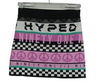 Dámská černo-růžovo-bílá vzorovaná sukně s nápisy H&M