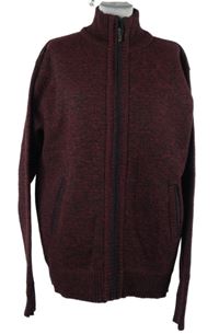 Pánský černo-růžový melírovaný propínací svetr 