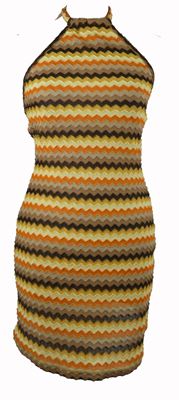 Dámsé oranžovo-hnědo-žluté vzorované pletené šaty Shein 