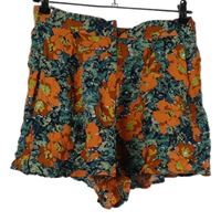 Dámské modro-oranžové květované sukňové kraťasy Topshop 