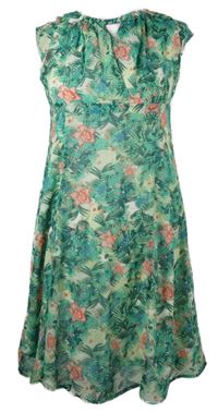 Dámské zelené květované šifonové šaty Cecilia Classics 