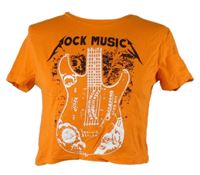 Dámské oranžové crop tričko s potiskem 