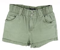 Dámské khaki riflové kraťasy Bershka 